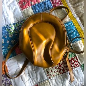 Vintage Camel leather mini backpack